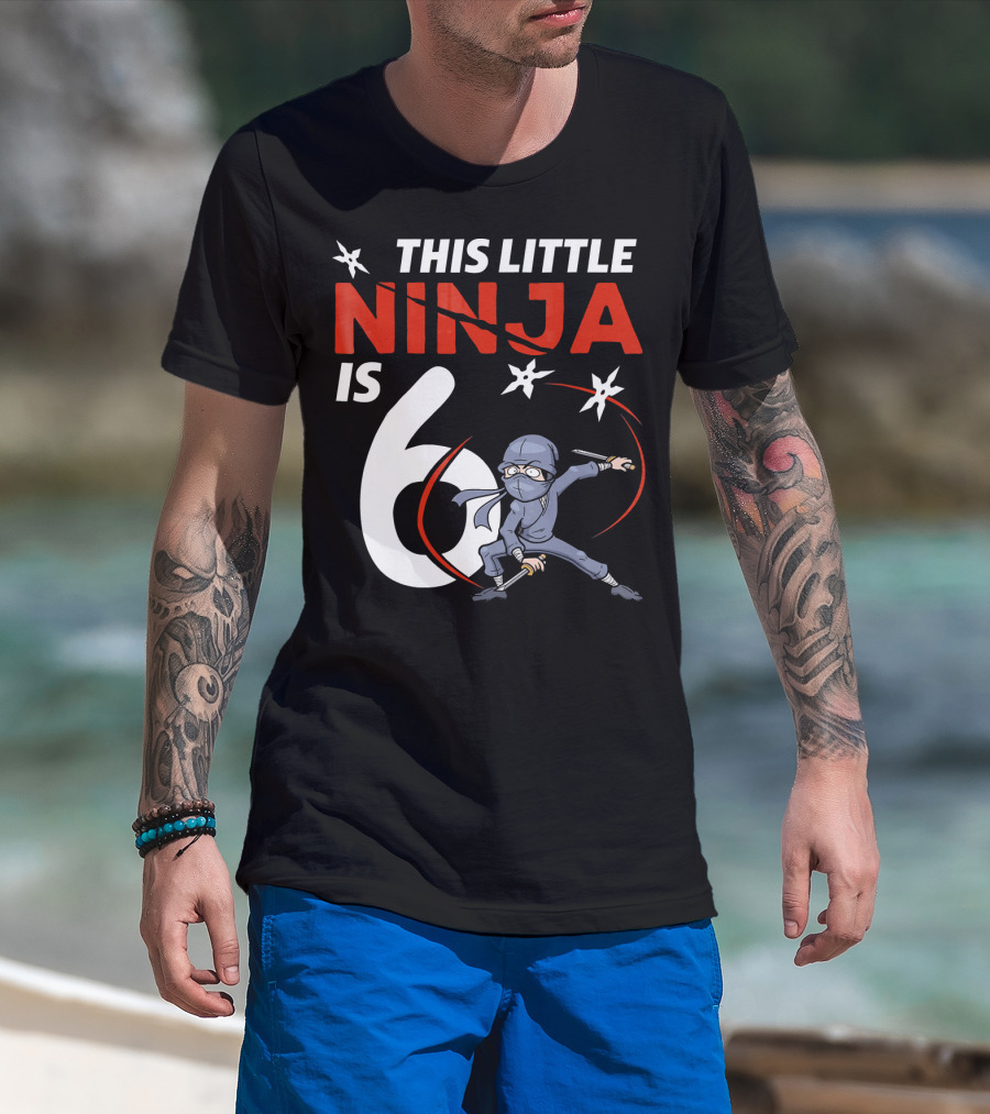 This Little Ninja Is 6 Years Old With Shuriken Warrior And Mask T-Shirt