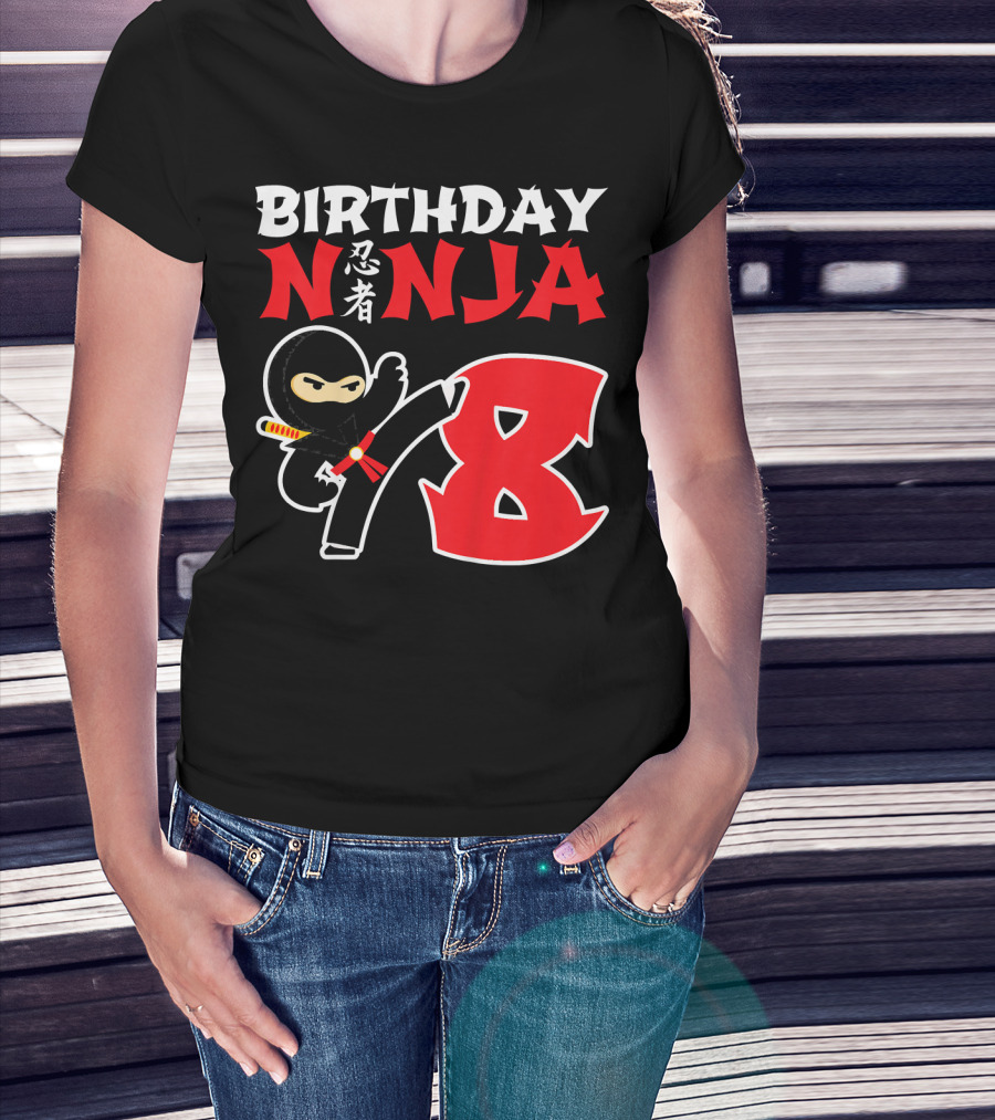 Birthday Ninja 8 Year Old Ninja Kanji T-Shirt