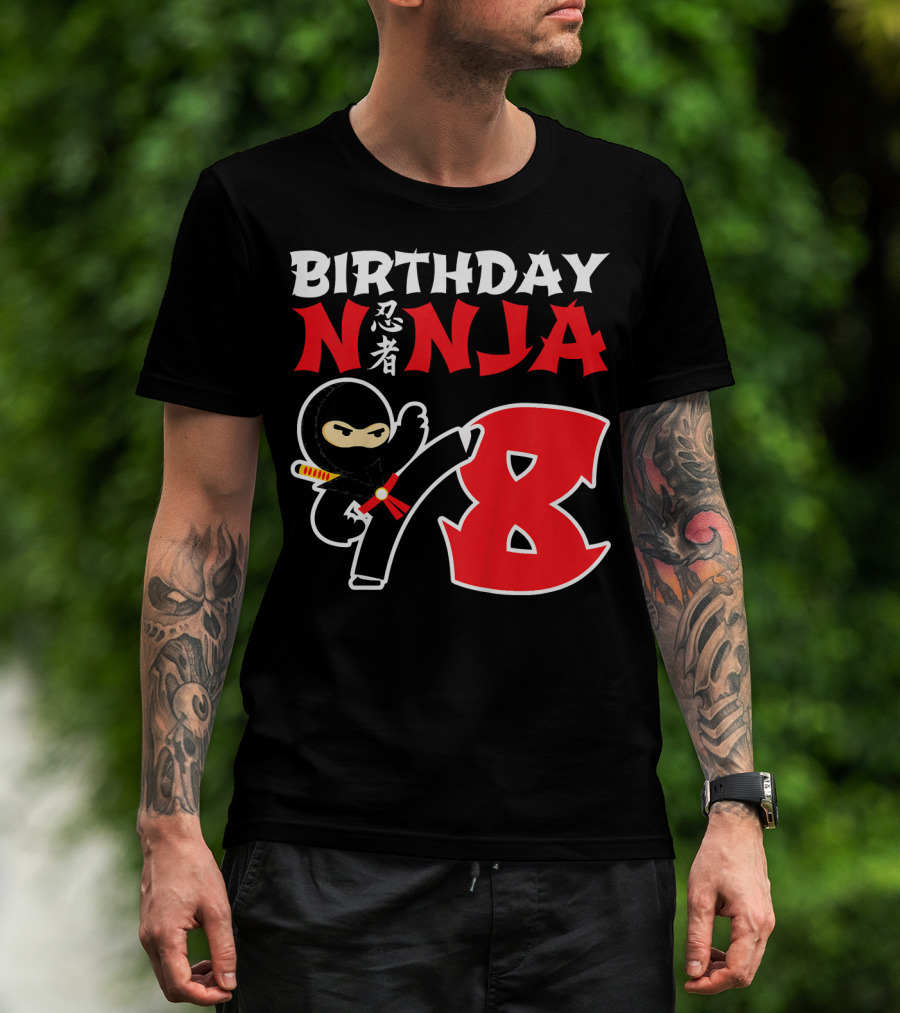 Birthday Ninja 8 Year Old Ninja Kanji T-Shirt