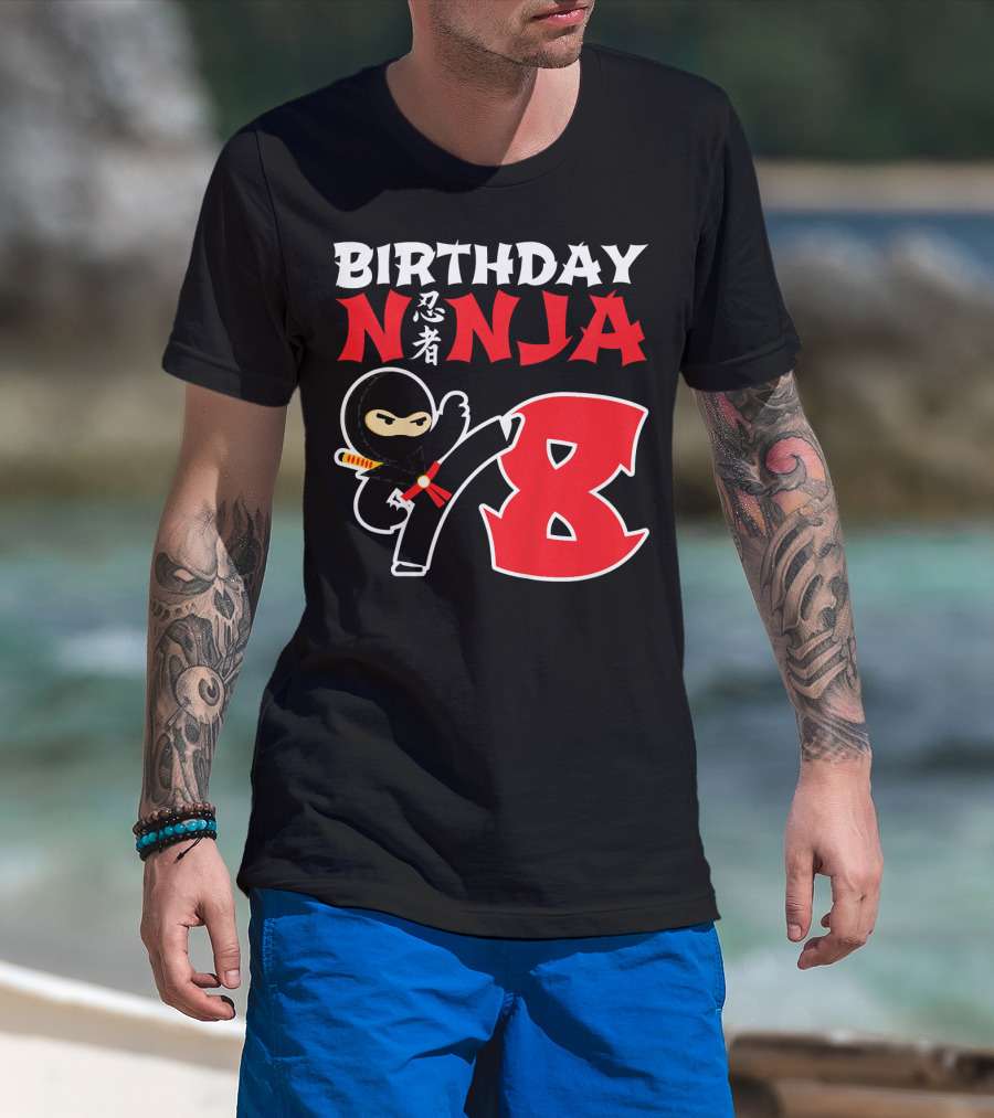Birthday Ninja 8 Year Old Ninja Kanji T-Shirt
