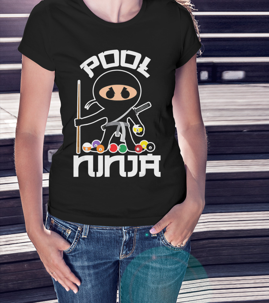 Pool Ninja Billiards With Cute Pocket Balls T-Shirt