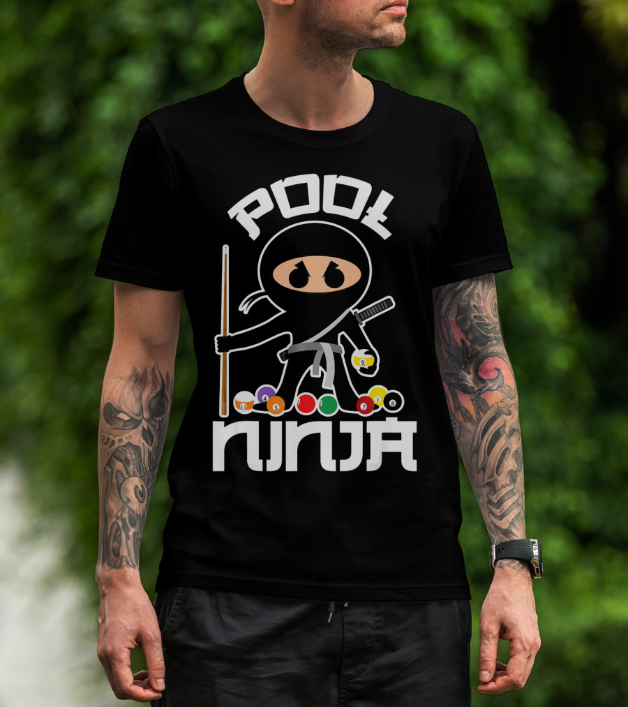 Pool Ninja Billiards With Cute Pocket Balls T-Shirt