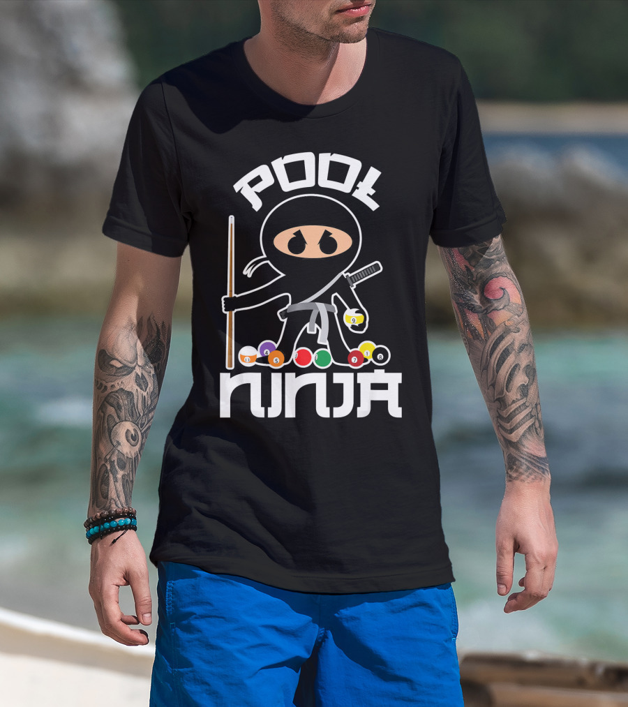 Pool Ninja Billiards With Cute Pocket Balls T-Shirt
