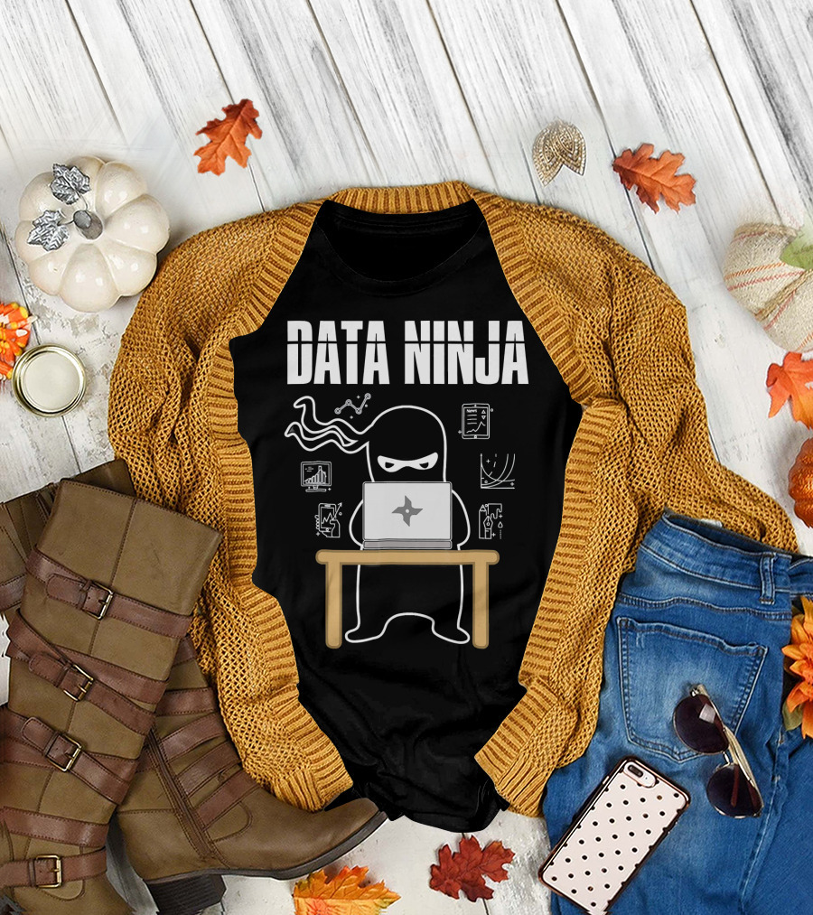 Data Ninja Analyst At Work With Laptop And Graphs T-Shirt