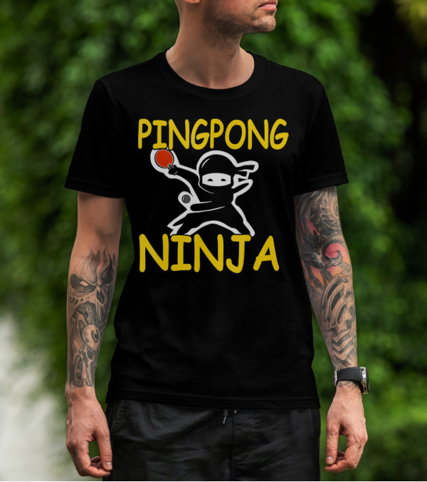 PINGPONG NINJA Action Pose With Table Tennis Paddle T-Shirt