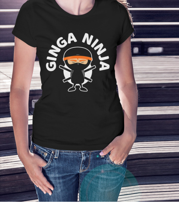 Ginga Ninja Red Hair Ninja With Crossed Swords T-Shirt