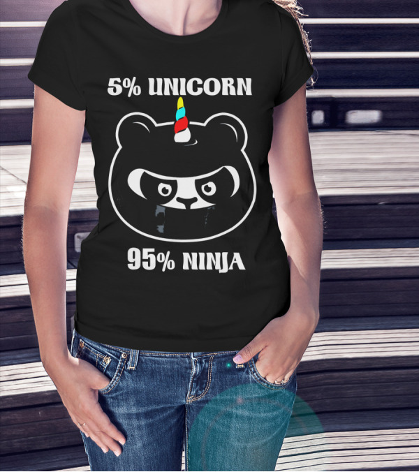 5% UNICORN 95% NINJA Panda Unicorn Hybrid Cartoon T-Shirt