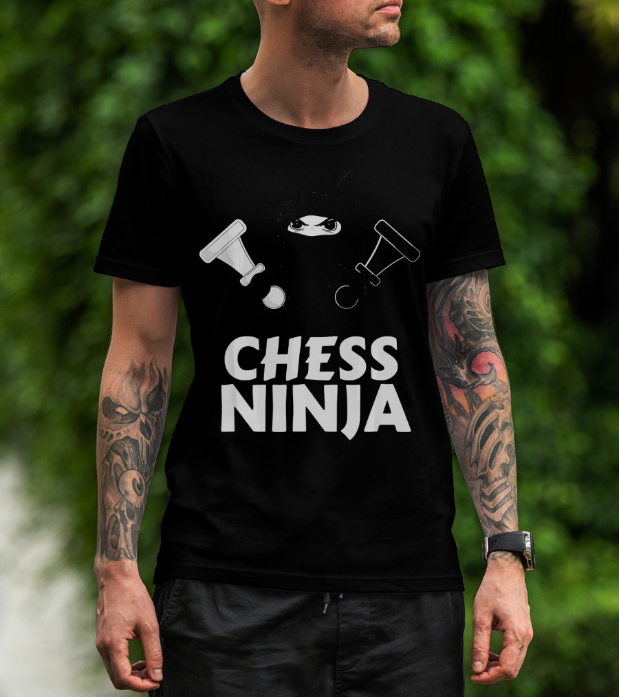 Chess Ninja Fun Warrior With Chess Pieces T-Shirt