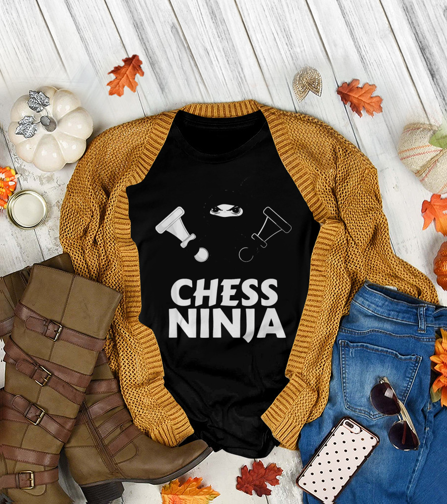 Chess Ninja Fun Warrior with Chess Pieces T-Shirt