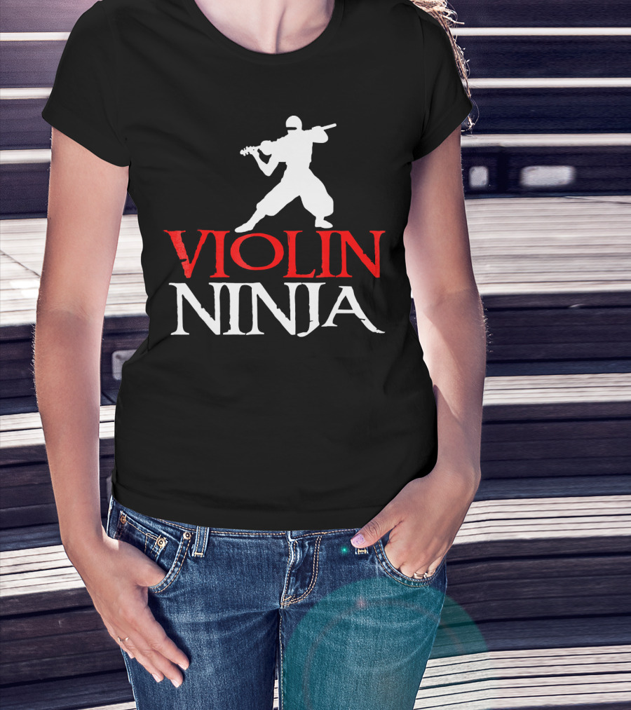 Violin Ninja Violinist Fiddle Martial Arts Fusion T-Shirt