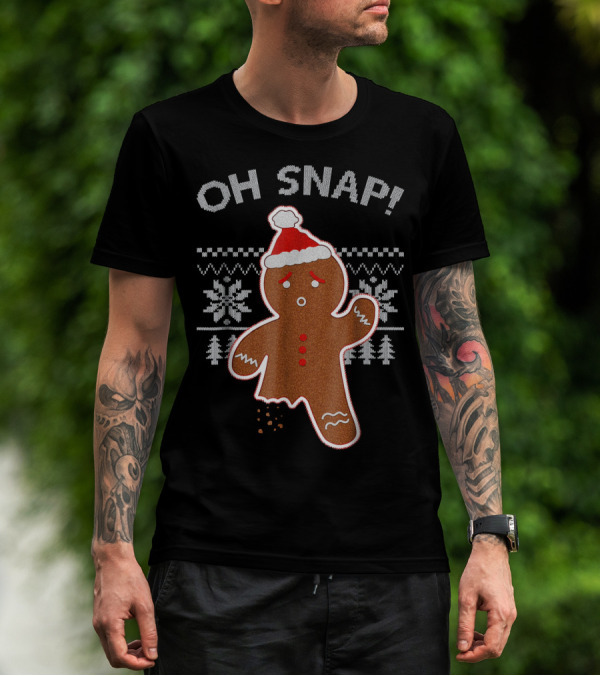 Oh Snap Broken Gingerbread Christmas Knit T-Shirt
