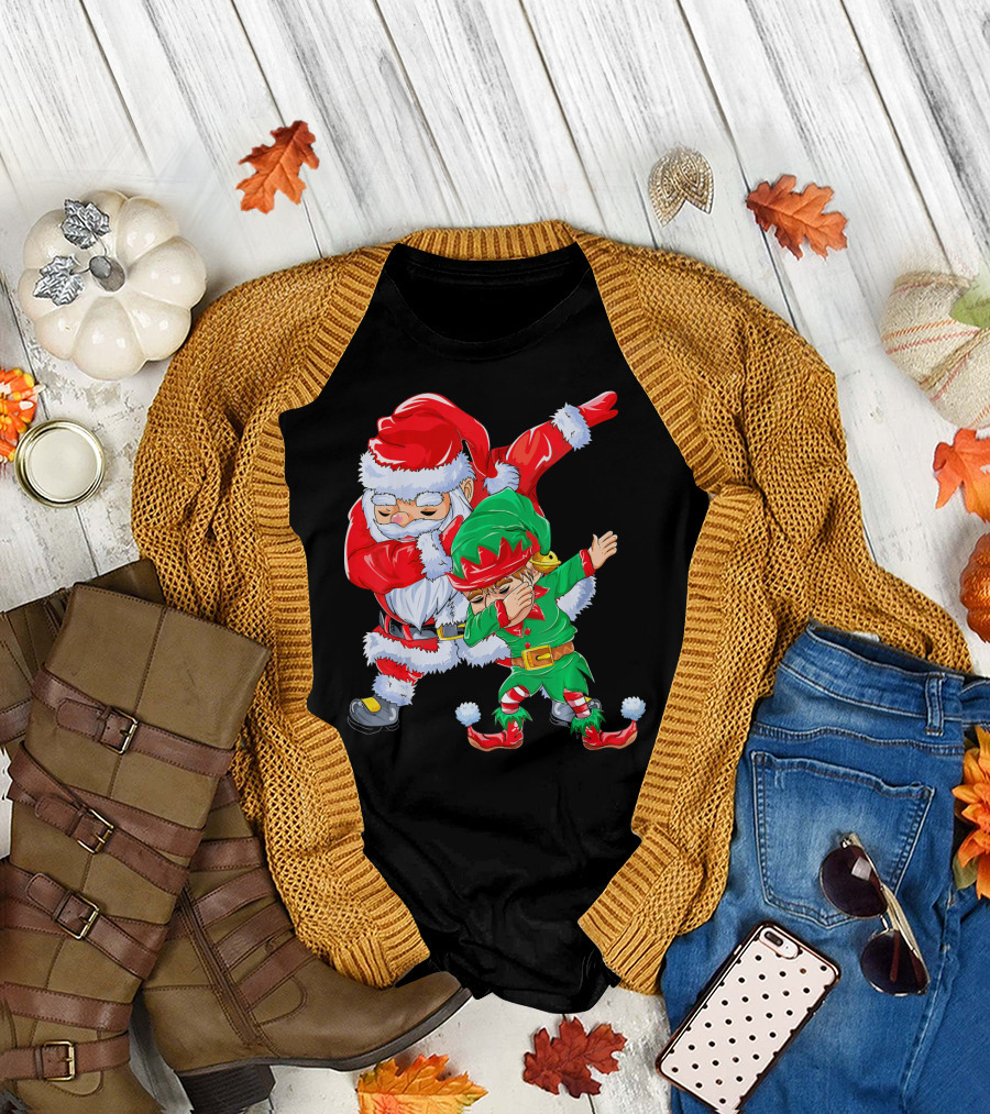 Santa and Elf Performing Dab Dance Moves T-Shirt