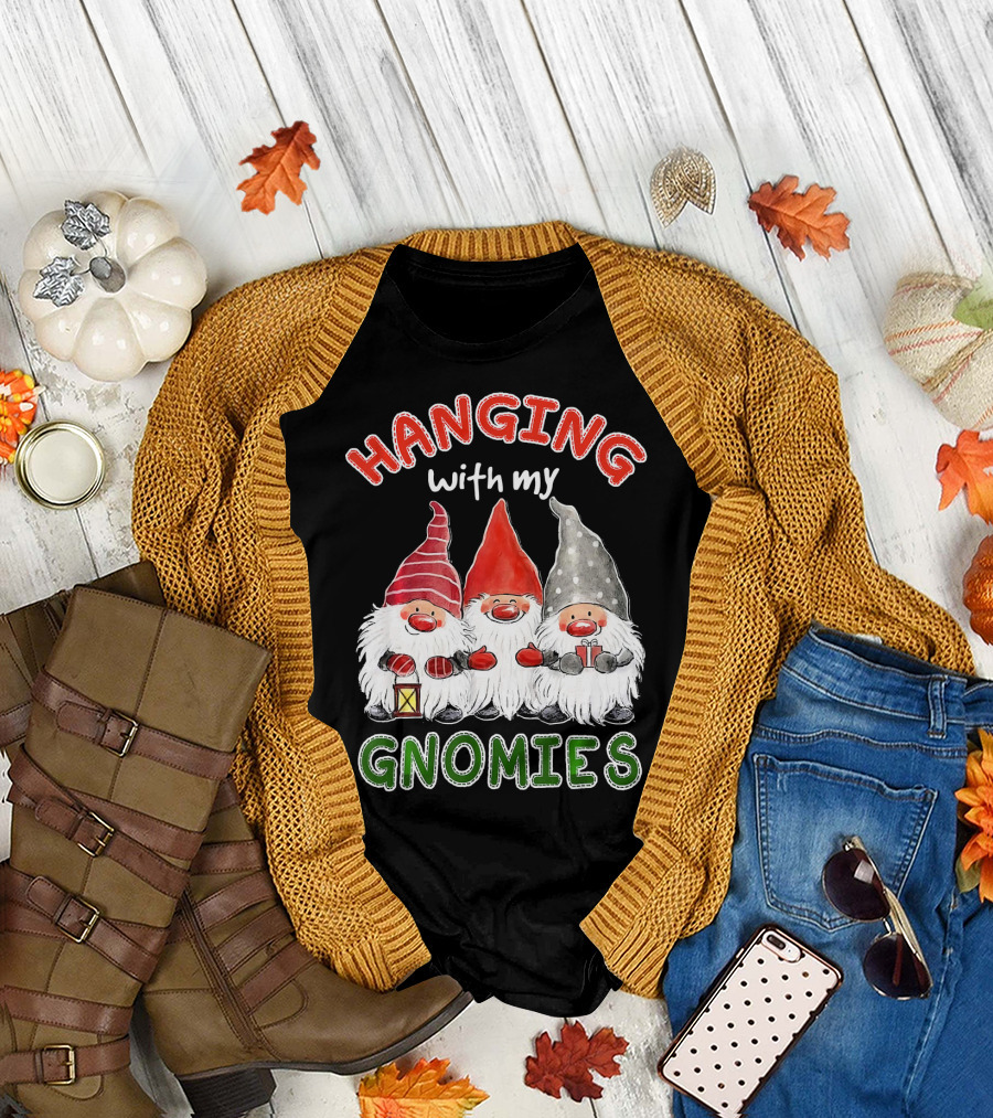 Hanging with My Gnomies Santa Gardening Gnome Christmas Hang T-Shirt