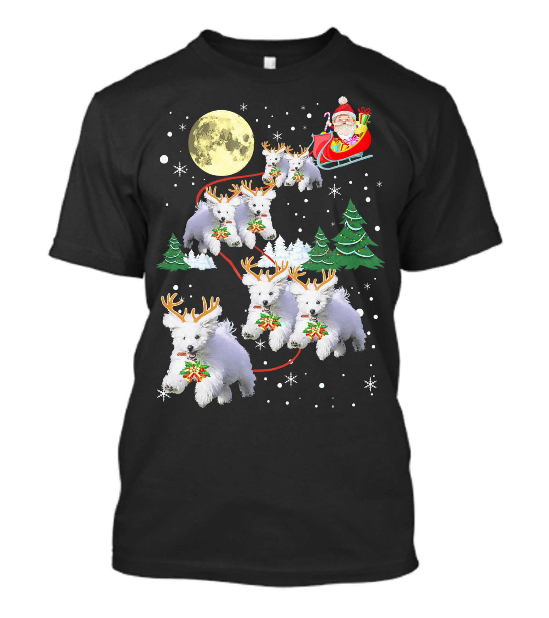 Funny Maltese Christmas Santa Claus Sleigh Reindeer Dogs Pajama T-Shirt
