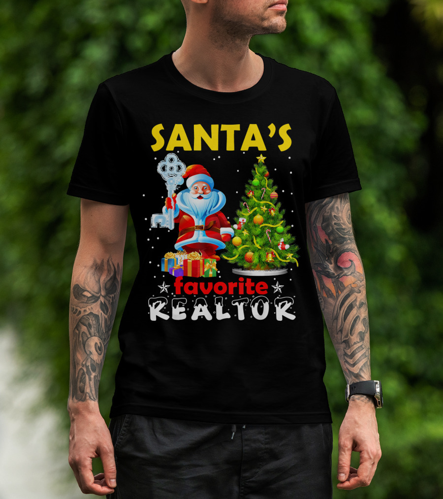 Santa's Favorite Realtor Christmas Tree Presents Key T-Shirt