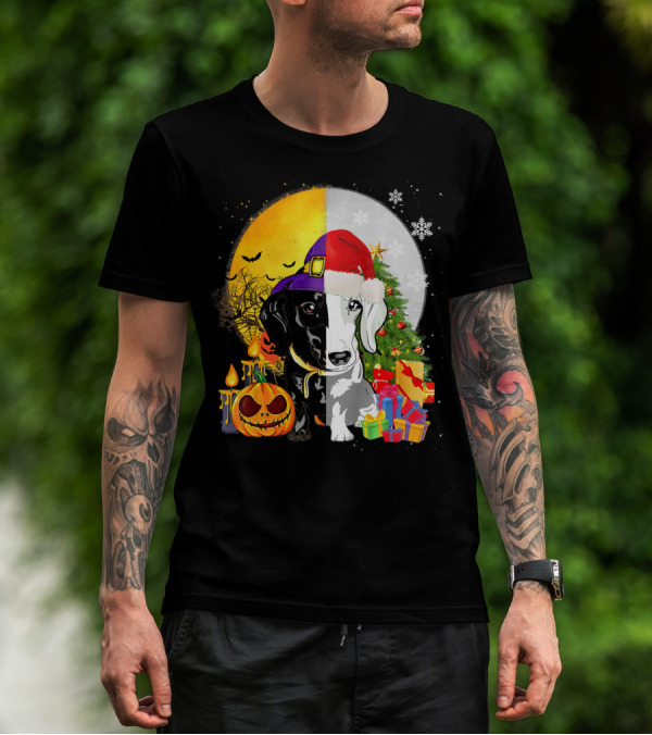 Dachshund Happy Halloween Merry Christmas Dual Holiday T-Shirt