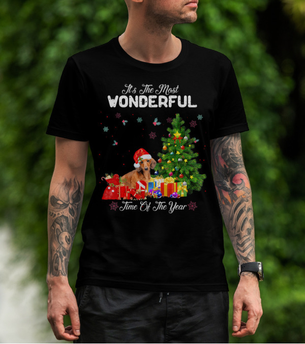 It's The Most Wonderful Time Of Year Dachshund Christmas Tree Presents T-Shirt