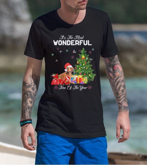 It's The Most Wonderful Time Of Year Dachshund Christmas Tree Presents T-Shirt