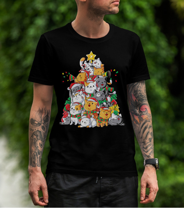 Cat Christmas Tree Meowy Catmas T-Shirt