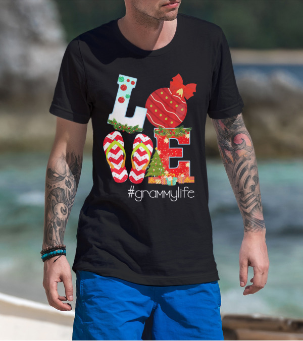 Merry Christmas Love Flip Flops Ornaments #Grammylife Grammy T-Shirt
