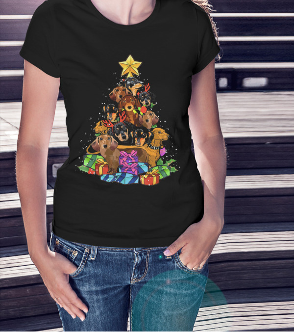 Christmas Tree Dachshund Noel Decoration T-Shirt