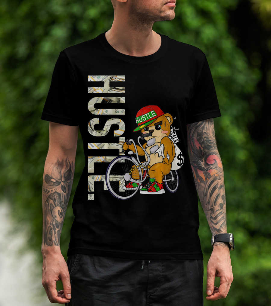 Hustle Teddy Dollar Shades Cap Low Rider Bike T-Shirt