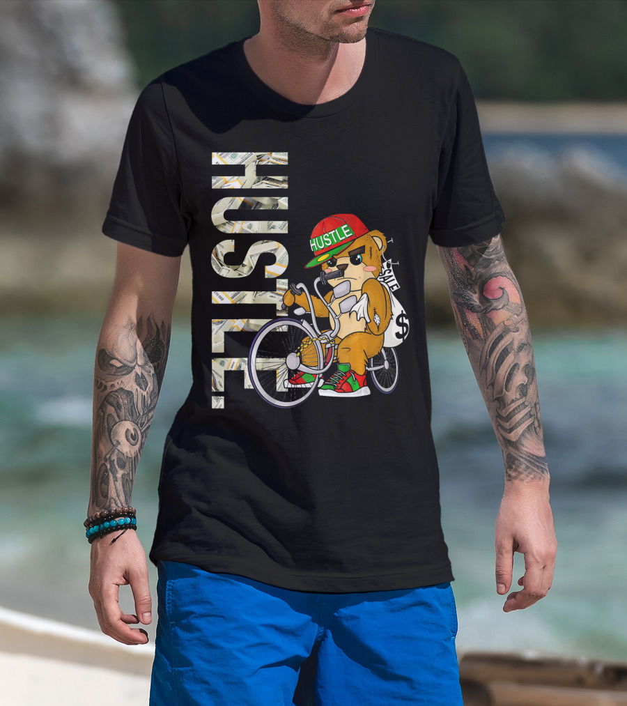 Hustle Teddy Dollar Shades Cap Low Rider Bike T-Shirt