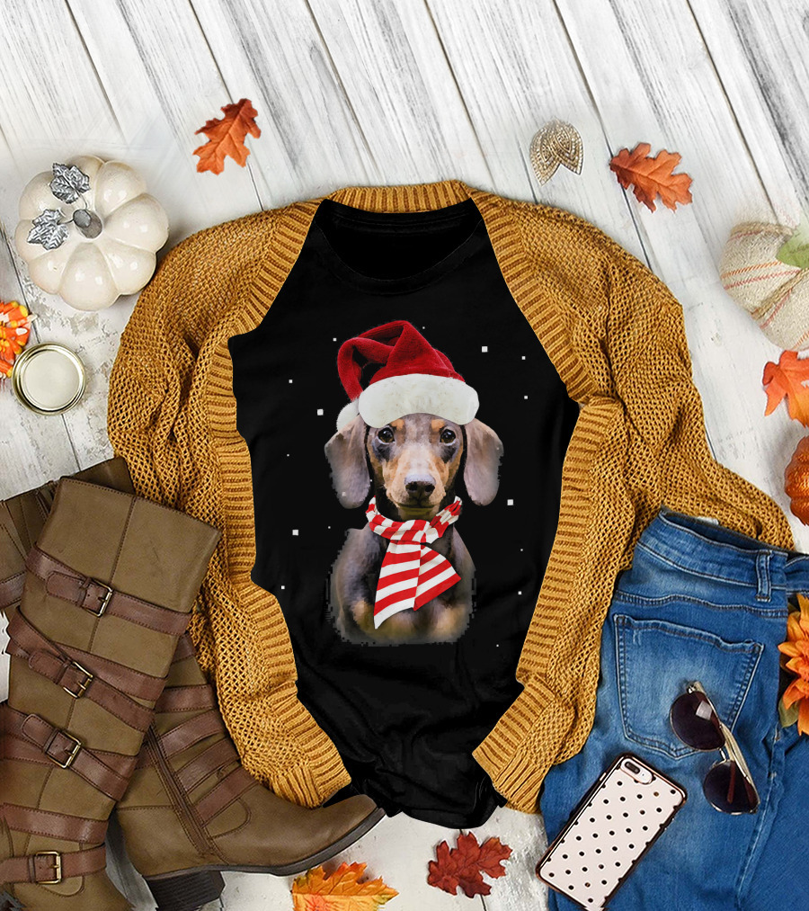 Dachshund Santa Merry Xmas Christmas Sno帽 T-Shirt