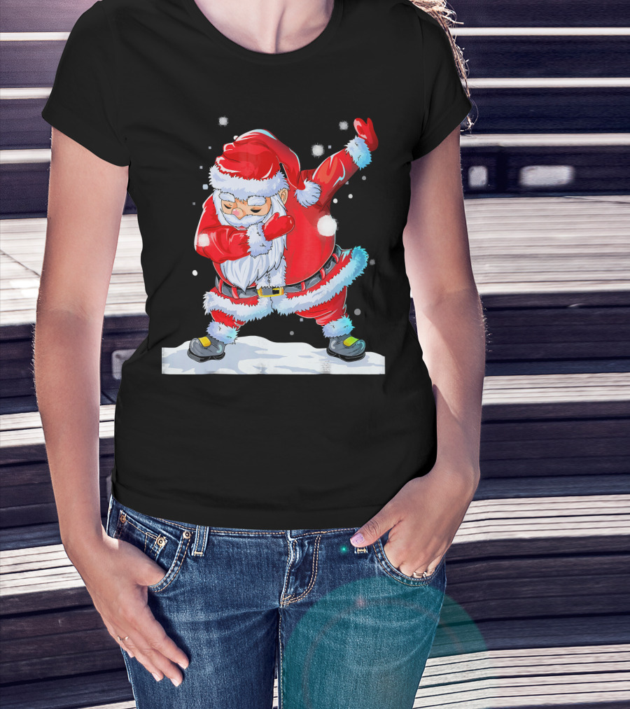 Dabbing Santa Claus Christmas Funny Festive Pose T-Shirt