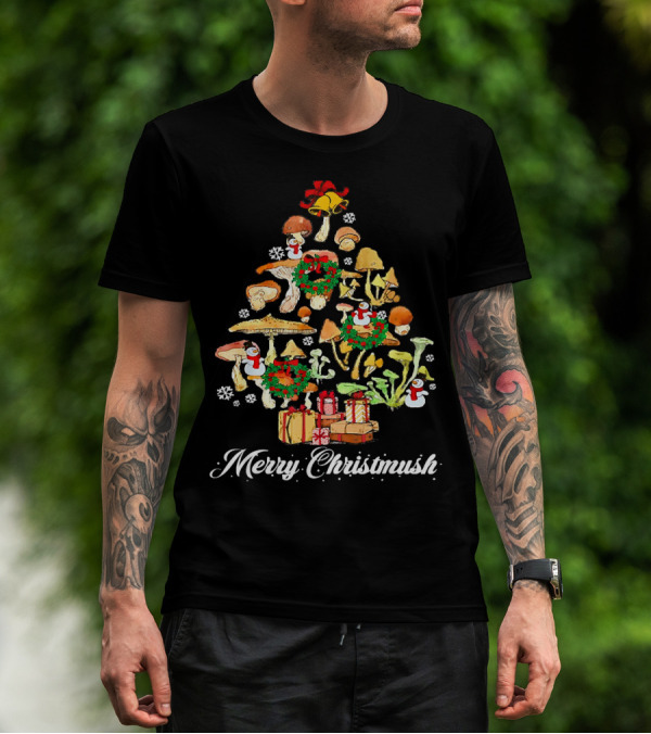 Merry Christmush Mushroom Christmas Tree T-Shirt