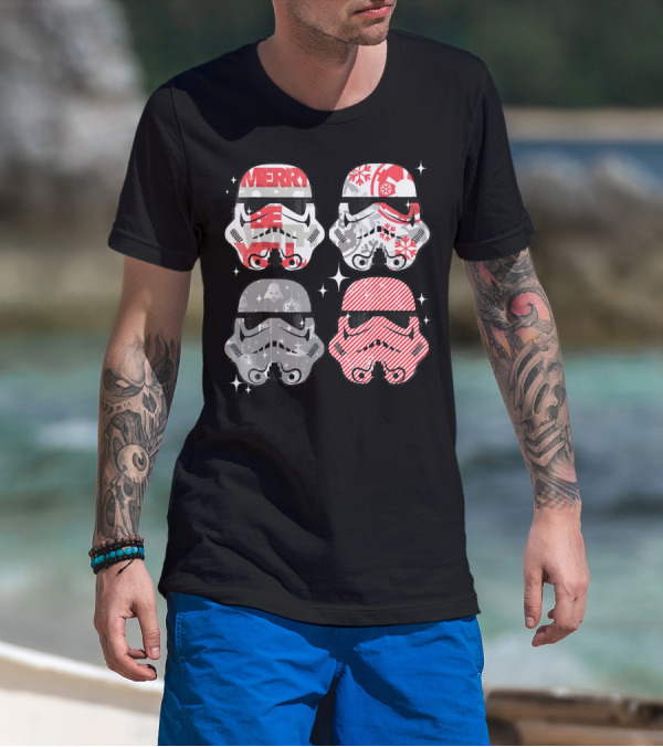 Star Wars Merry Troopers Christmas Snowflakes And Stripes T-Shirt