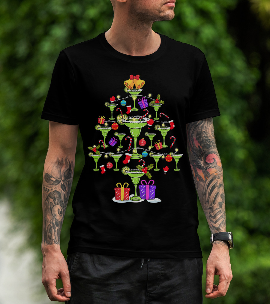 Margarita Christmas Tree With Mexican Holiday Decorations T-Shirt