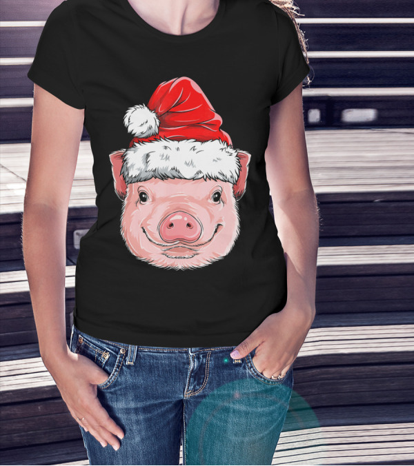 Pig Santa Christmas Santa Hat T-Shirt