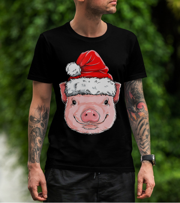 Pig Santa Christmas Santa Hat T-Shirt