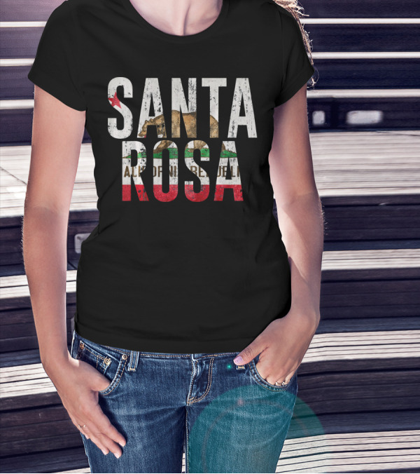 Santa Rosa California CA City Flag Bear T-Shirt