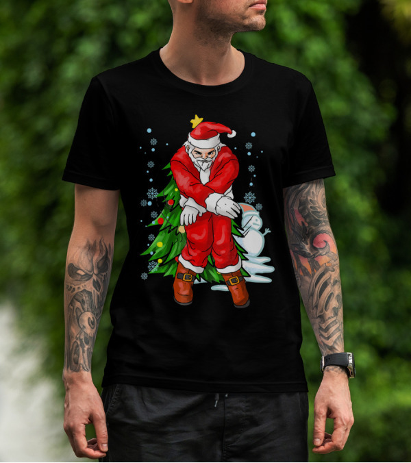 Santa Claus Funny Dance Holiday Christmas Tree Snowman T-Shirt