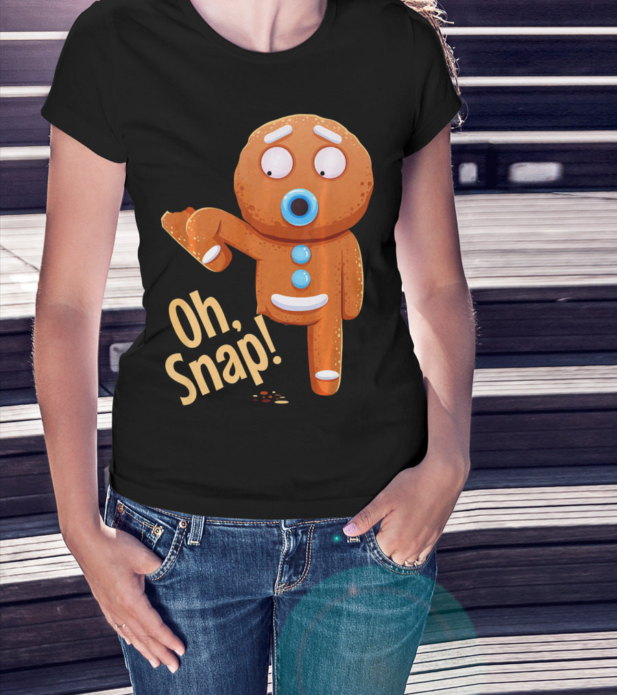 Oh Snap Gingerbread Cookie Cartoon With Missing Leg And Shocked Expression T-Shirt
