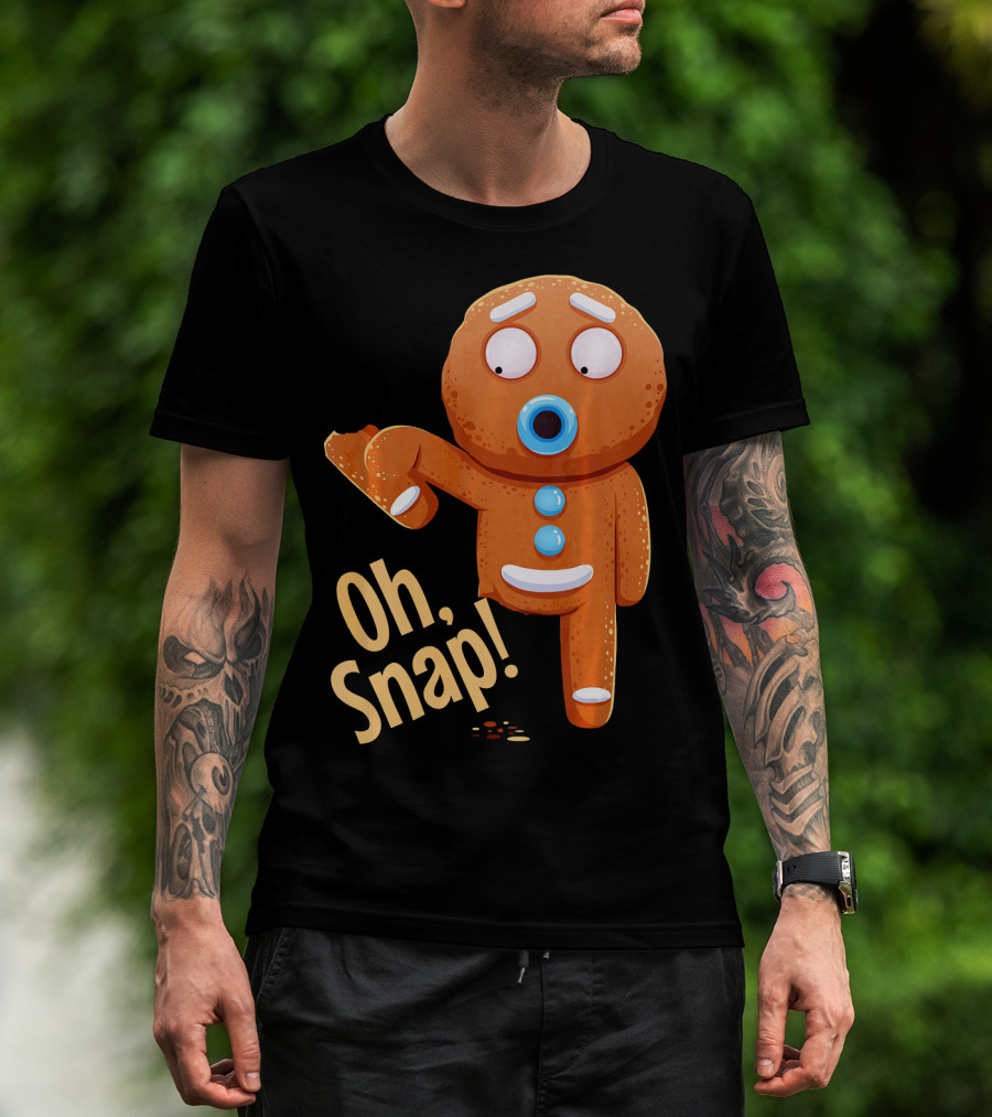 Oh Snap Gingerbread Cookie Cartoon With Missing Leg And Shocked Expression T-Shirt