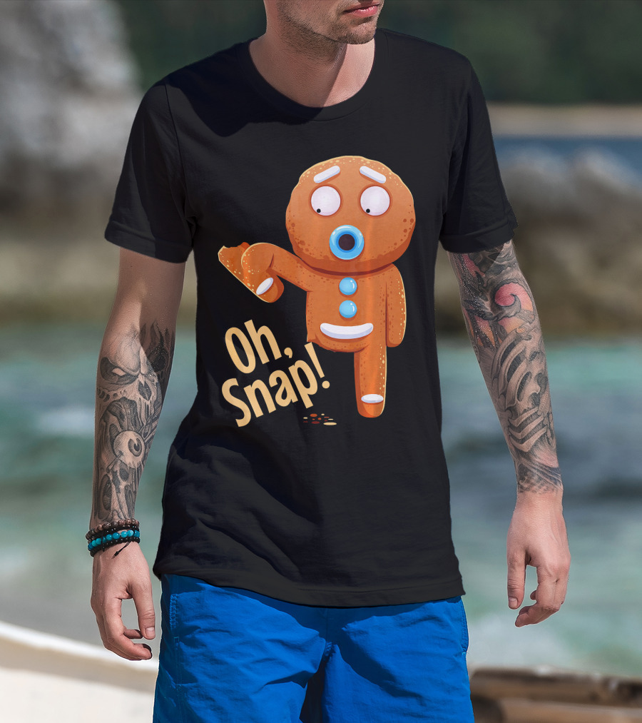 Oh Snap Gingerbread Cookie Cartoon With Missing Leg And Shocked Expression T-Shirt