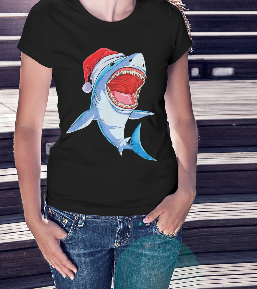 Christmas Kids Santa Shark T-Shirt