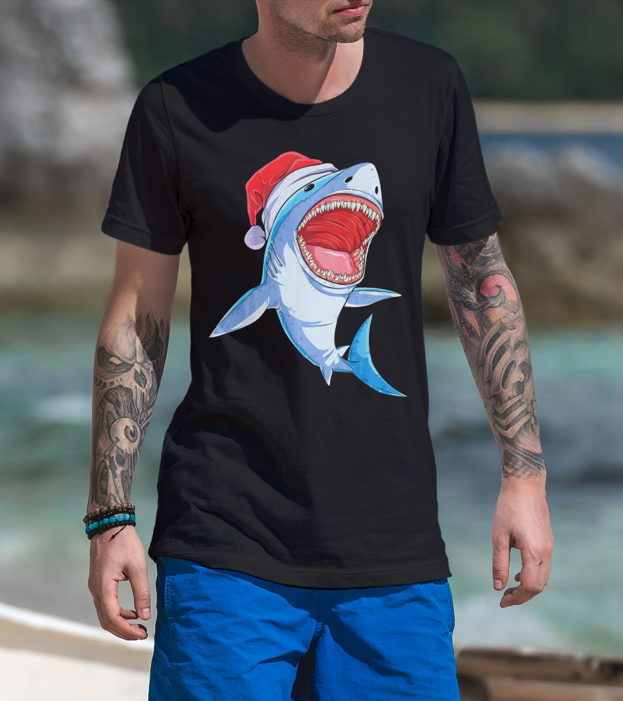 Christmas Kids Santa Shark T-Shirt