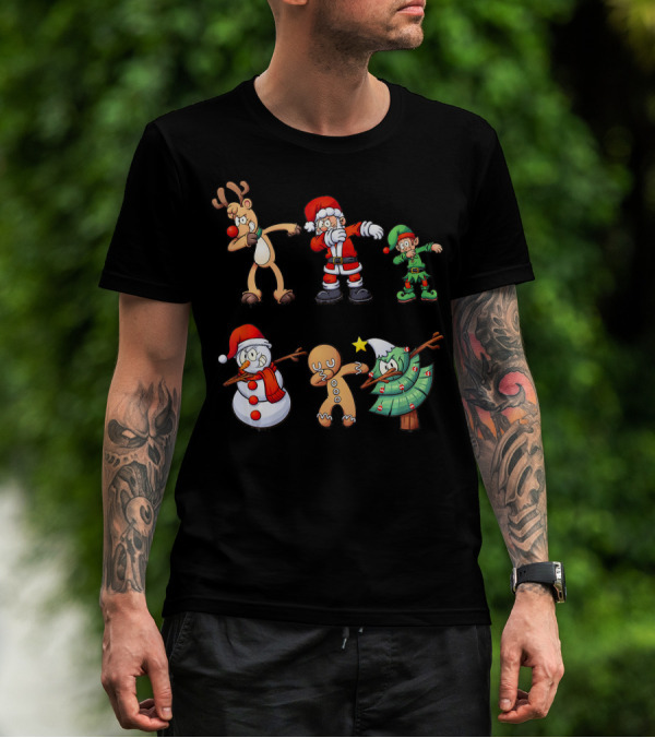 Christmas Dabbing Santa Reindeer Elf Snowman Gingerbread Tree T-Shirt