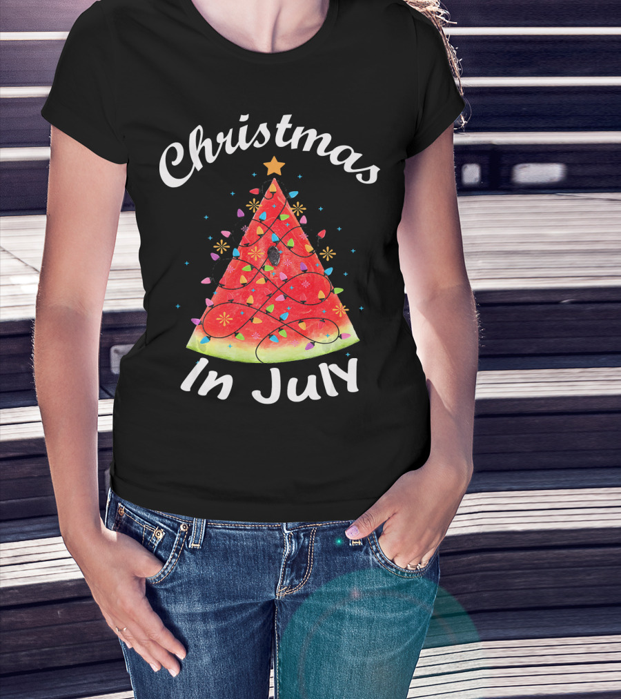 Christmas In July Watermelon Tree Lights T-Shirt