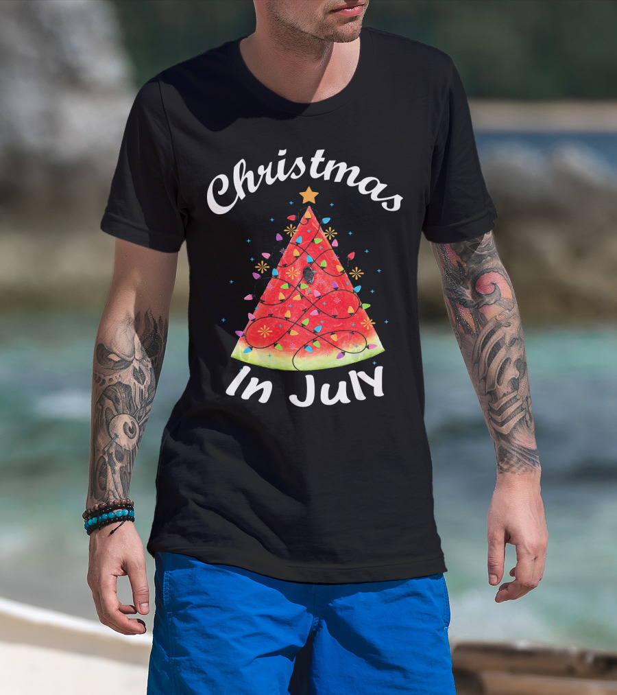 Christmas In July Watermelon Tree Lights T-Shirt
