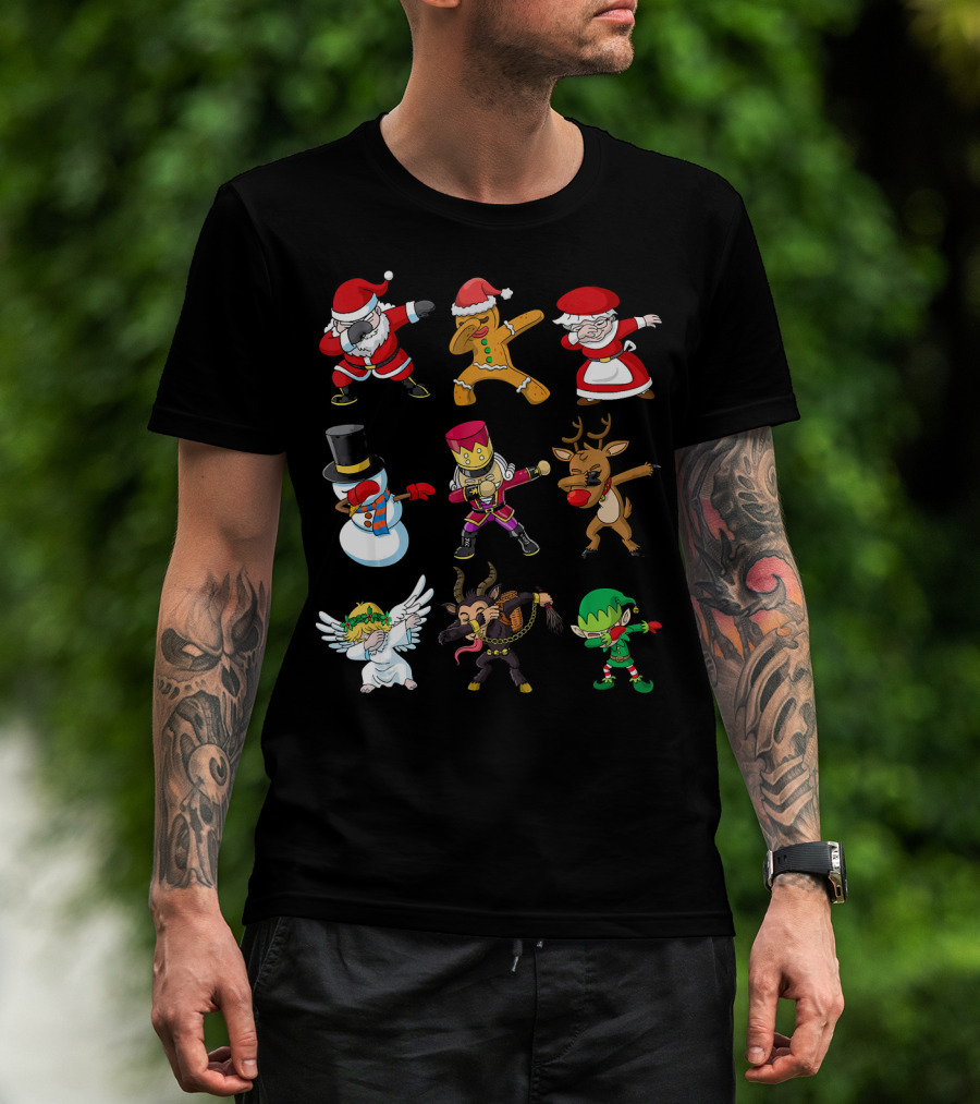 Christmas Dabbing Squad Santa Gingerbread Mrs. Claus Snowman Nutcracker Reindeer Angel Krampus Elf T-Shirt