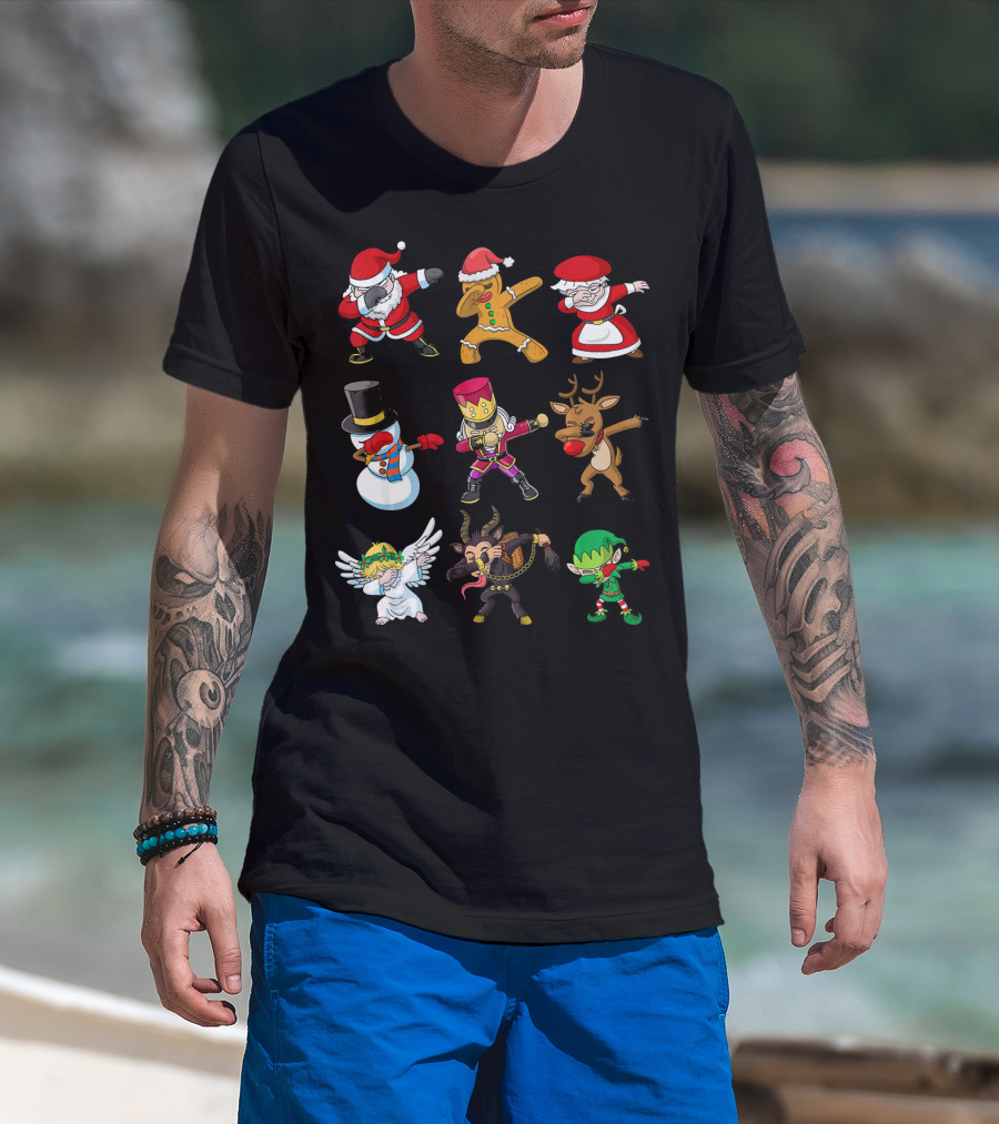Christmas Dabbing Squad Santa Gingerbread Mrs. Claus Snowman Nutcracker Reindeer Angel Krampus Elf T-Shirt