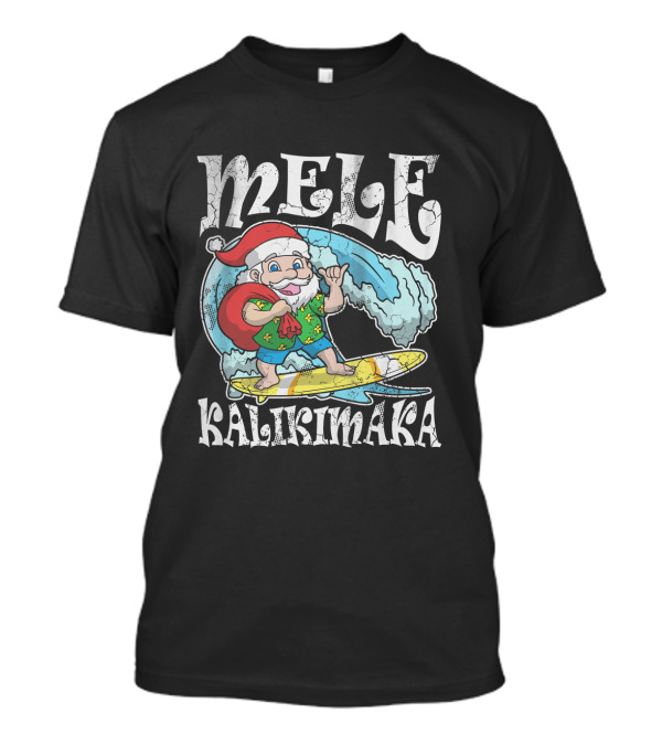Mele Kalikimaka Santa Surfing Hawaii Christmas T-Shirt