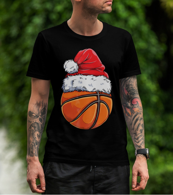 Basketball Santa Hat T-Shirt