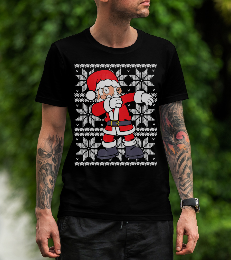 UGLY CHRISTMAS Dabbing Santa Dab Snowflake T-Shirt