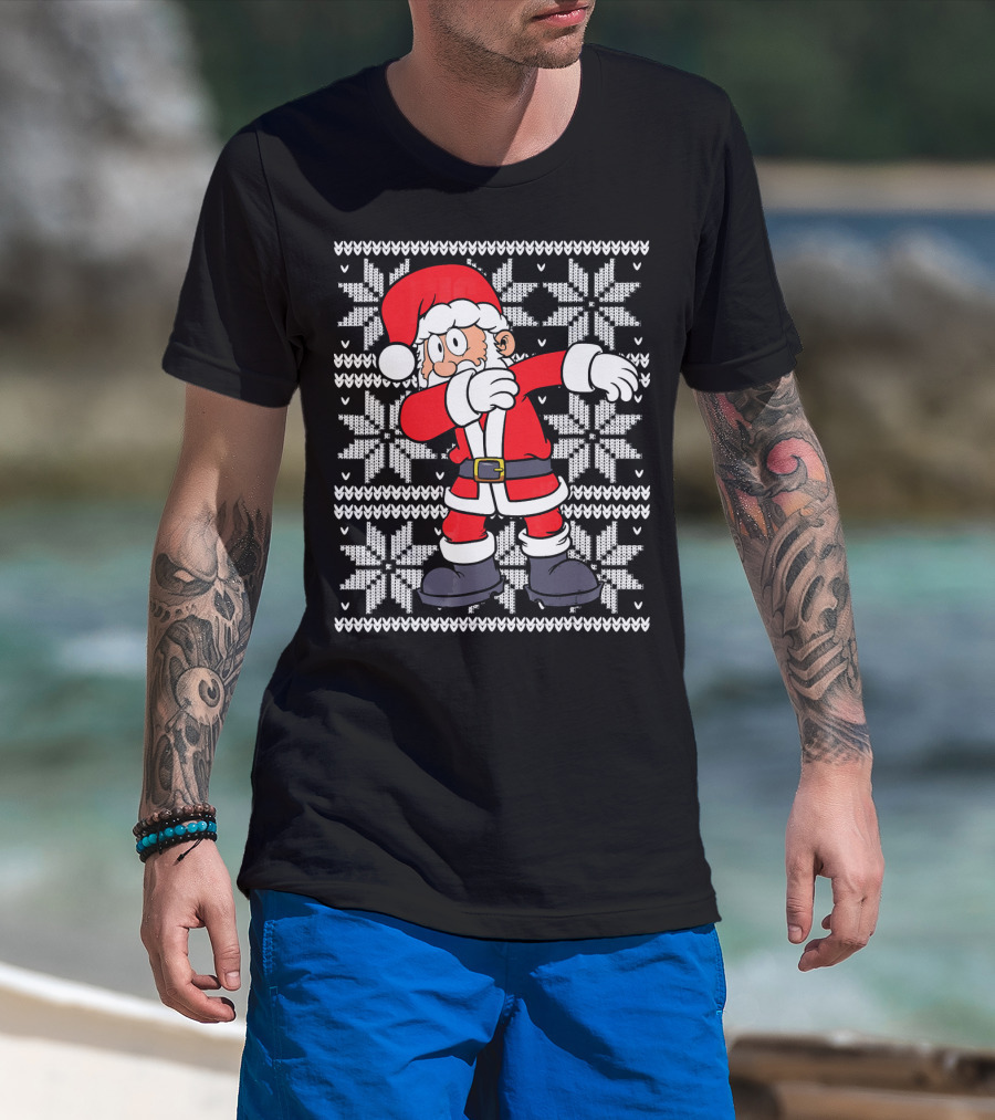 UGLY CHRISTMAS Dabbing Santa Dab Snowflake T-Shirt